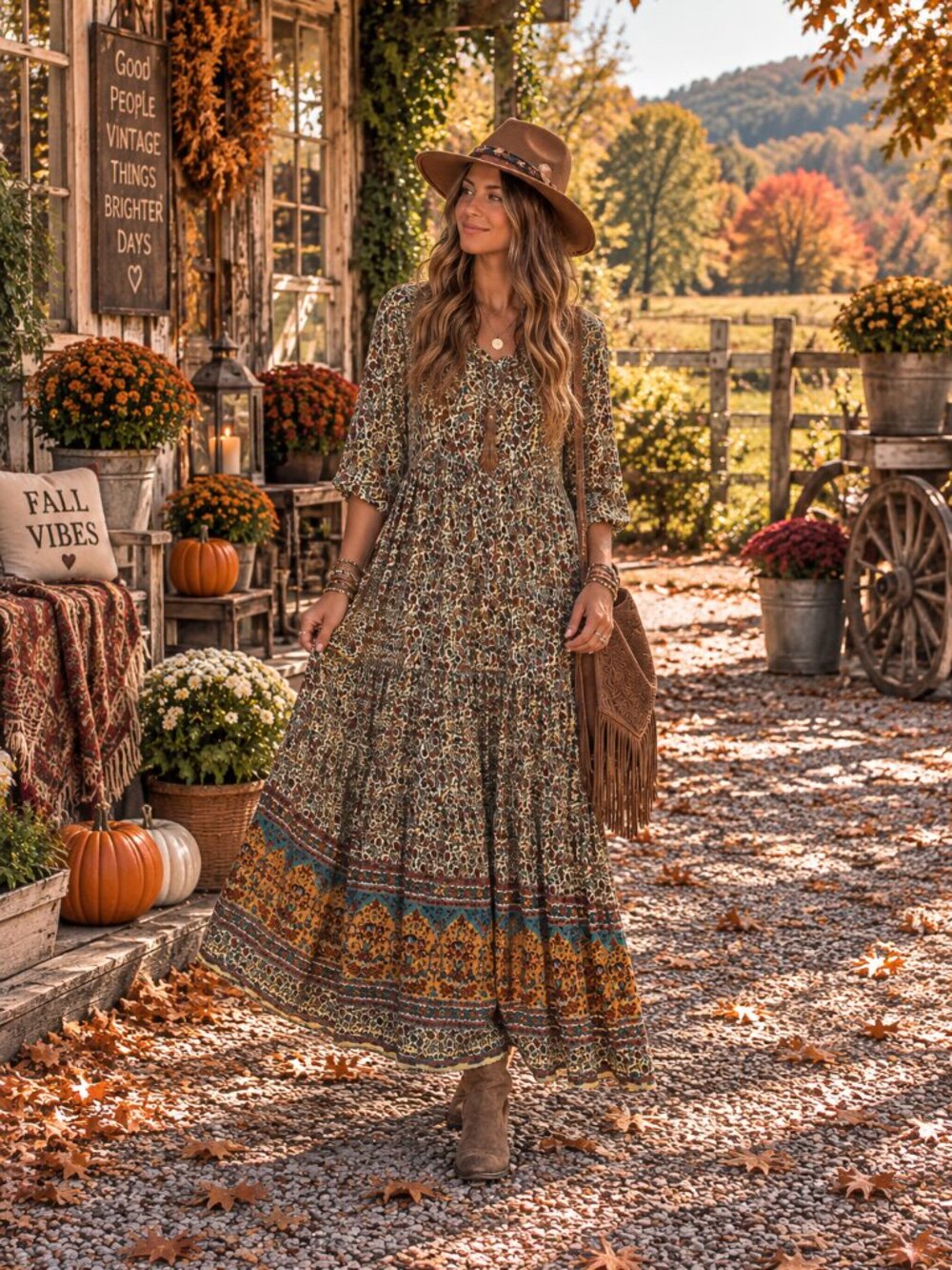Natural Life Floral Maxi Dress Button Down